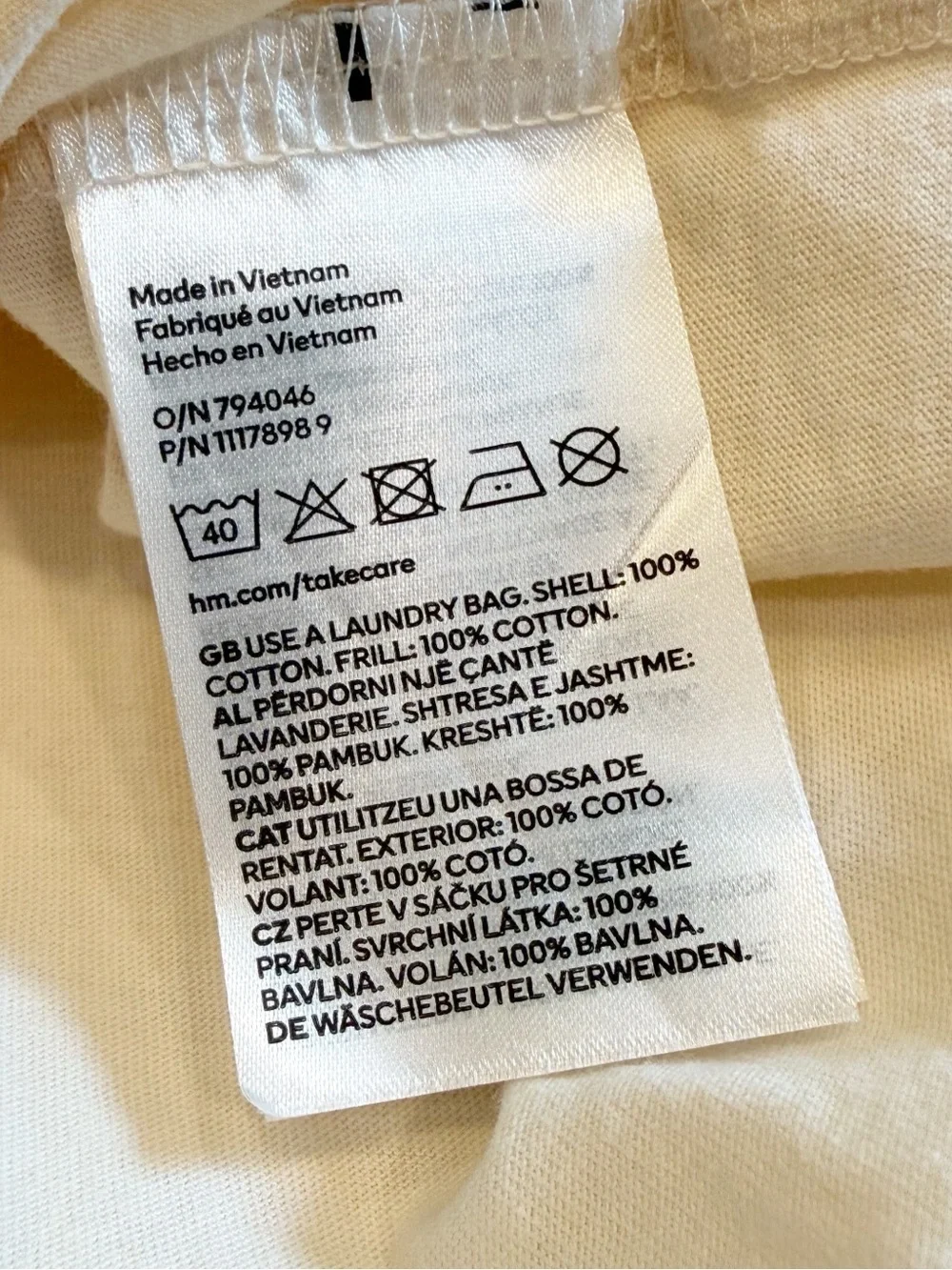 H&M Cream Flounce-Trimmed Cotton Dress